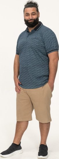 D555 Woolwich AOP Polo Shirt With Ribbed Collar Blue - Polo-shirts für herren - Polo-Shirts für Herren in großen Größen