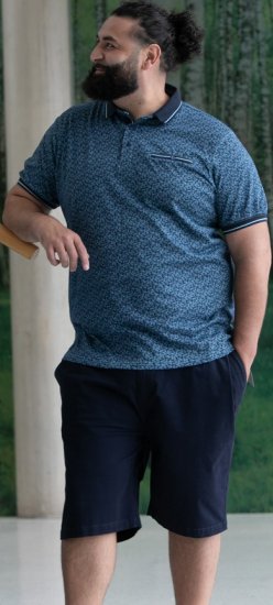 D555 Woolwich AOP Polo Shirt With Ribbed Collar Blue - Polo-shirts für herren - Polo-Shirts für Herren in großen Größen