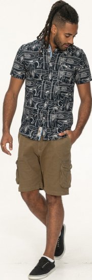 D555 Worthing Surf AOP Short Sleeve Button Down Collar Shirt Navy - Herrenhemden - Herrenhemden in großen Größen