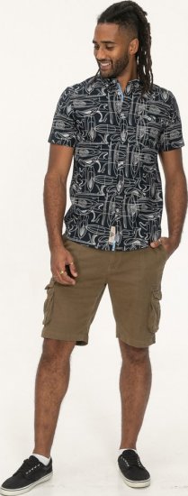 D555 Worthing Surf AOP Short Sleeve Button Down Collar Shirt Navy - Herrenhemden - Herrenhemden in großen Größen