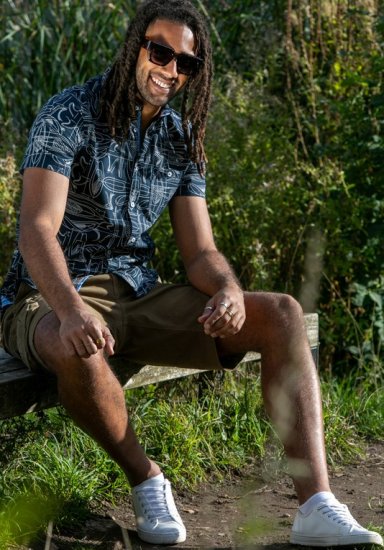 D555 Worthing Surf AOP Short Sleeve Button Down Collar Shirt Navy - Herrenhemden - Herrenhemden in großen Größen