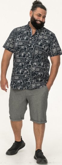 D555 Worthing Surf AOP Short Sleeve Button Down Collar Shirt Navy - Herrenhemden - Herrenhemden in großen Größen