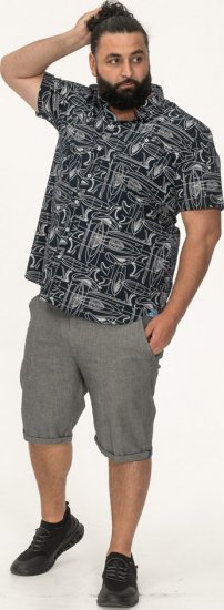 D555 Worthing Surf AOP Short Sleeve Button Down Collar Shirt Navy - Herrenhemden - Herrenhemden in großen Größen