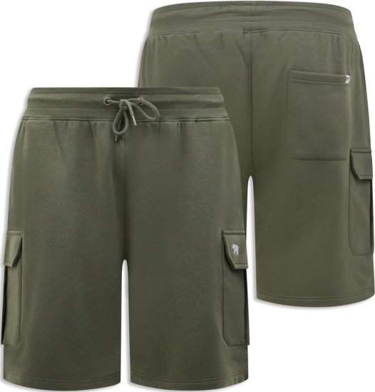 D555 Wigan 1 Elasticated Waist Fleece Cargo Shorts Khaki - Jogginghosen für herren - Jogginghosen für Herren in großen Größen