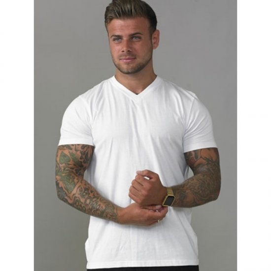 D555 Signature V-Ausschnitt T-shirt Weiß - Herren-T-Shirts - Herren-T-Shirts in großen Größen