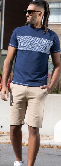 D555 Swansea Cut And Sew Crew Neck T-Shirt Navy - Herren-T-Shirts - Herren-T-Shirts in großen Größen