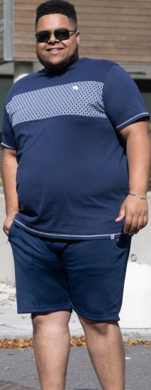 D555 Swansea Cut And Sew Crew Neck T-Shirt Navy - Herren-T-Shirts - Herren-T-Shirts in großen Größen