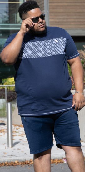 D555 Swansea Cut And Sew Crew Neck T-Shirt Navy - Herren-T-Shirts - Herren-T-Shirts in großen Größen