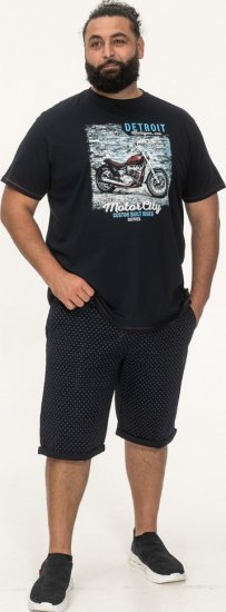 D555 Knowle Detroit Motor Bike Printed Crew Neck T-Shirt Navy - Herren-T-Shirts - Herren-T-Shirts in großen Größen