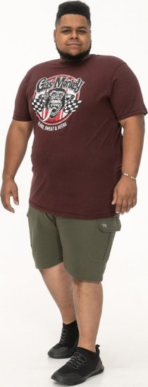 D555 Loughborough Official Gas Monkey Crew Neck T-Shirt Burgundy Black Twist - Herren-T-Shirts - Herren-T-Shirts in großen Größen