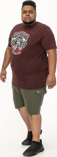 D555 Loughborough Official Gas Monkey Crew Neck T-Shirt Burgundy Black Twist - Herren-T-Shirts - Herren-T-Shirts in großen Größen