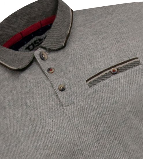 D555 Holyhead Struktur-Polo mit Brusttasche Grau - Polo-shirts für herren - Polo-Shirts für Herren in großen Größen