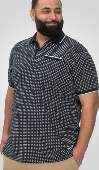 D555 Coventry AOP Polo Shirt Jacquard Collar & Ribbed Cuffs Navy - Polo-shirts für herren - Polo-Shirts für Herren in großen Größen
