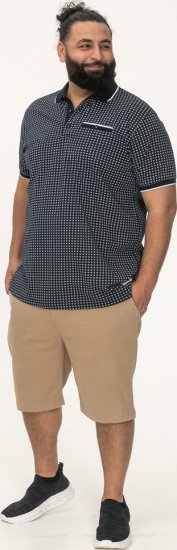 D555 Coventry AOP Polo Shirt Jacquard Collar & Ribbed Cuffs Navy - Polo-shirts für herren - Polo-Shirts für Herren in großen Größen