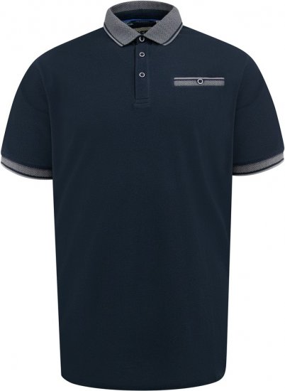 D555 Ilkeston Jacquard Collar & Cuff Short Sleeve Pique Polo Navy - Polo-shirts für herren - Polo-Shirts für Herren in großen Größen