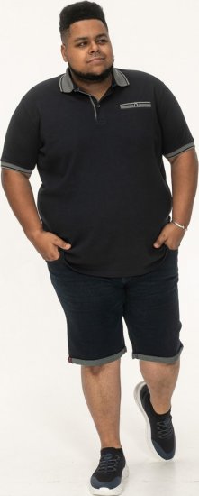 D555 Ilkeston Jacquard Collar & Cuff Short Sleeve Pique Polo Navy - Polo-shirts für herren - Polo-Shirts für Herren in großen Größen