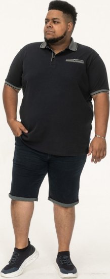 D555 Ilkeston Jacquard Collar & Cuff Short Sleeve Pique Polo Navy - Polo-shirts für herren - Polo-Shirts für Herren in großen Größen