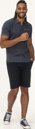 D555 Uttoxeter AOP Leaf Print Short Sleeve Polo Denim - Polo-shirts für herren - Polo-Shirts für Herren in großen Größen