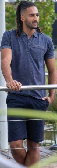 D555 Uttoxeter AOP Leaf Print Short Sleeve Polo Denim - Polo-shirts für herren - Polo-Shirts für Herren in großen Größen