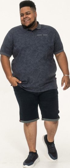 D555 Uttoxeter AOP Leaf Print Short Sleeve Polo Denim - Polo-shirts für herren - Polo-Shirts für Herren in großen Größen