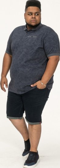 D555 Uttoxeter AOP Leaf Print Short Sleeve Polo Denim - Polo-shirts für herren - Polo-Shirts für Herren in großen Größen