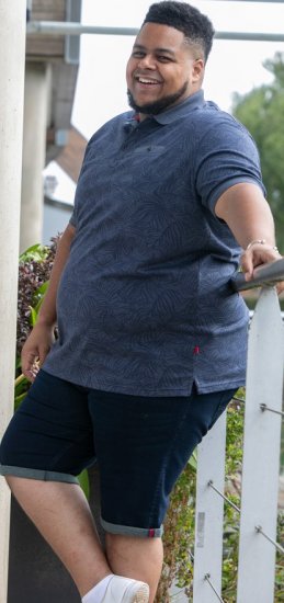 D555 Uttoxeter AOP Leaf Print Short Sleeve Polo Denim - Polo-shirts für herren - Polo-Shirts für Herren in großen Größen