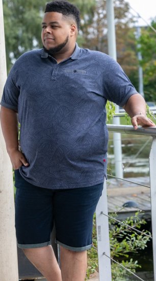 D555 Uttoxeter AOP Leaf Print Short Sleeve Polo Denim - Polo-shirts für herren - Polo-Shirts für Herren in großen Größen