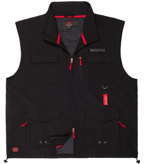 Adamo Tommy Outdoor Vest Black - Sportbekleidung & outdoor - Sportbekleidung in große größen für herren