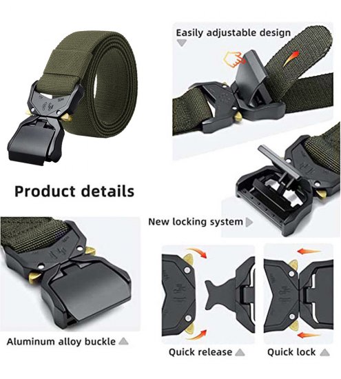 D555 Dale Tactical Stretch Webbing Belt with Heavy Duty Quick Release Buckle Khaki - Lange gürtel - Lange Gürtel für Männer