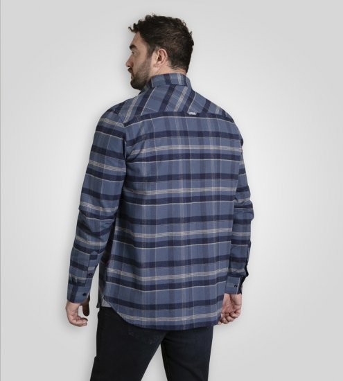 D555 Shrewsbury Long Sleeve with Chest Pocket Blue/Navy Check TALL SIZES - HERRENBEKLEIDUNG MT-6XLT - Langgrößen für Herren