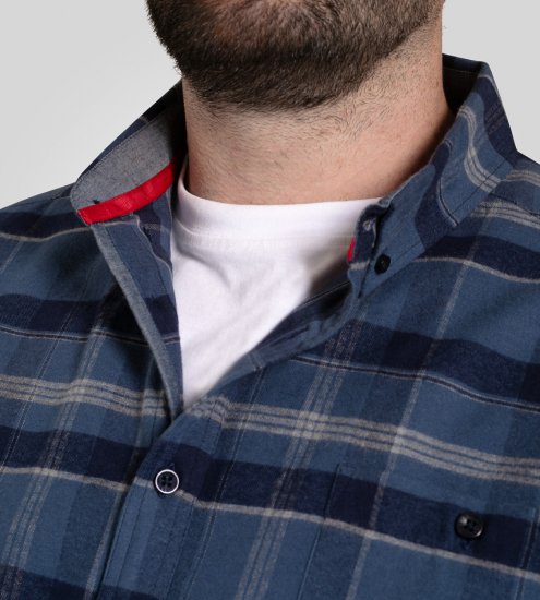 D555 Shrewsbury Long Sleeve with Chest Pocket Blue/Navy Check TALL SIZES - HERRENBEKLEIDUNG MT-6XLT - Langgrößen für Herren