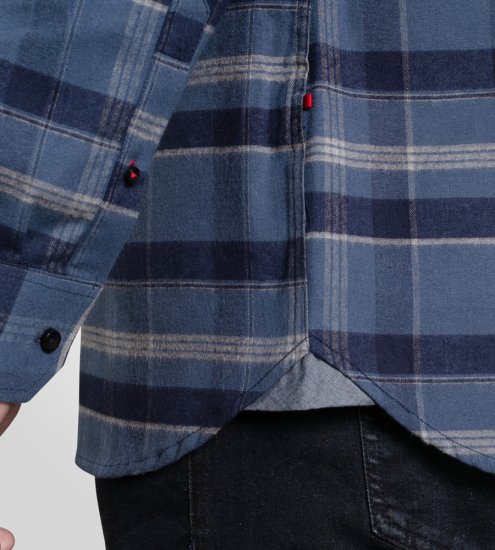 D555 Shrewsbury Long Sleeve with Chest Pocket Blue/Navy Check TALL SIZES - HERRENBEKLEIDUNG MT-6XLT - Langgrößen für Herren