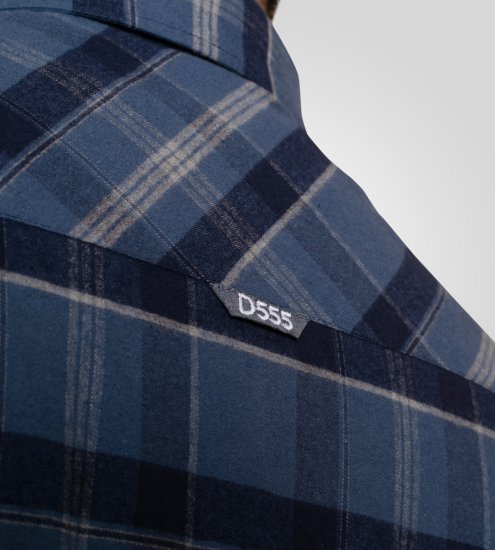 D555 Shrewsbury Long Sleeve with Chest Pocket Blue/Navy Check - Herrenhemden - Herrenhemden in großen Größen