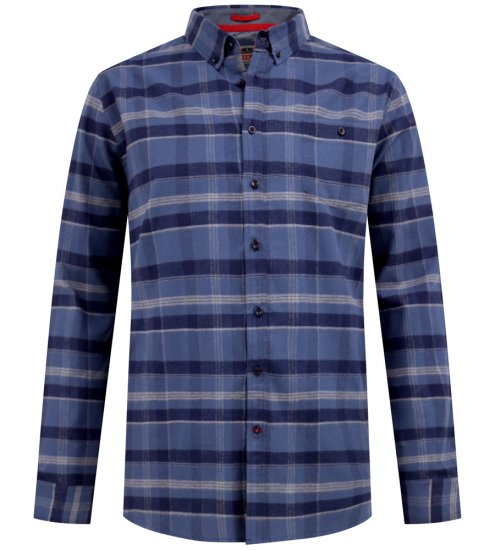 D555 Shrewsbury Long Sleeve with Chest Pocket Blue/Navy Check - Herrenhemden - Herrenhemden in großen Größen