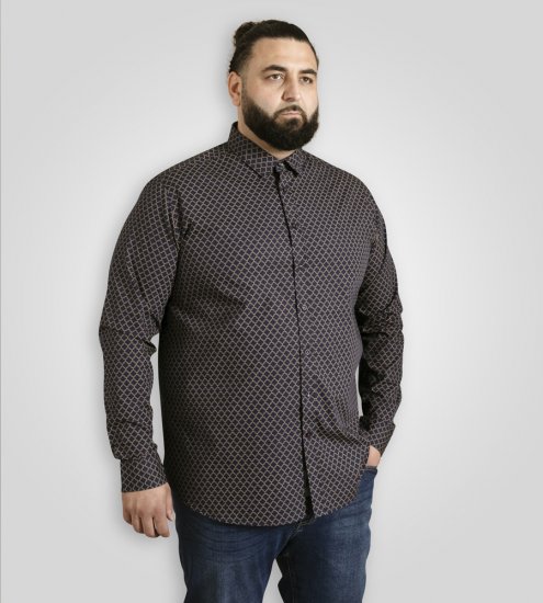 D555 Sheffield Long Sleeve AOP Micro Gold Shirt Navy - Herrenhemden - Herrenhemden in großen Größen