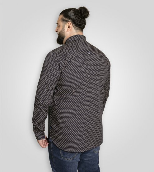 D555 Sheffield Long Sleeve AOP Micro Gold Shirt Navy - Herrenhemden - Herrenhemden in großen Größen