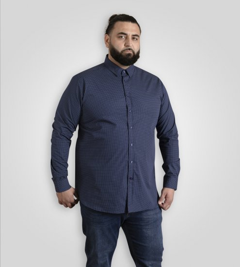 D555 Middlesbrough Long Sleeve AOP Micro Blue Shirt Navy - Herrenhemden - Herrenhemden in großen Größen