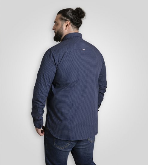 D555 Middlesbrough Long Sleeve AOP Micro Blue Shirt Navy - Herrenhemden - Herrenhemden in großen Größen