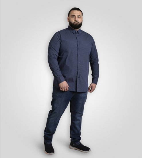 D555 Middlesbrough Long Sleeve AOP Micro Blue Shirt Navy TALL SIZE - Herrenhemden - Herrenhemden in großen Größen
