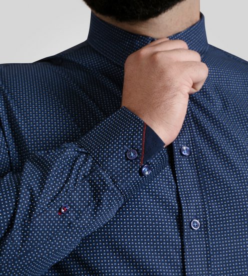 D555 Middlesbrough Long Sleeve AOP Micro Blue Shirt Navy - Herrenhemden - Herrenhemden in großen Größen