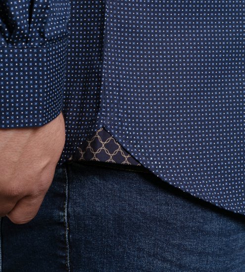 D555 Middlesbrough Long Sleeve AOP Micro Blue Shirt Navy - Herrenhemden - Herrenhemden in großen Größen