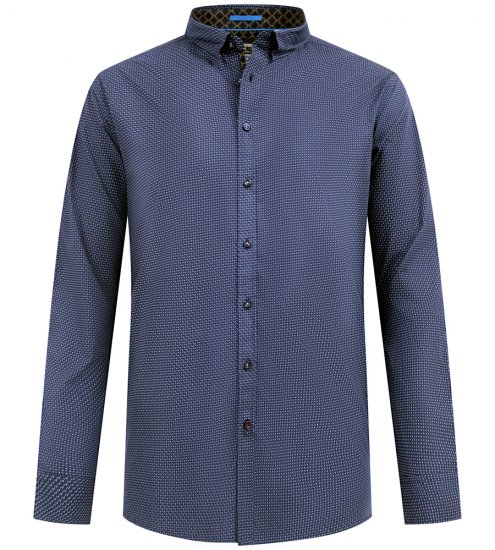 D555 Middlesbrough Long Sleeve AOP Micro Blue Shirt Navy - Herrenhemden - Herrenhemden in großen Größen