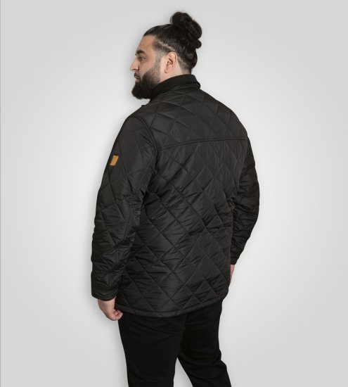 D555 Harborough Quilted Jacket with Corduroy Collar Black - Herren jacken - Herren Jacken in großen Größen
