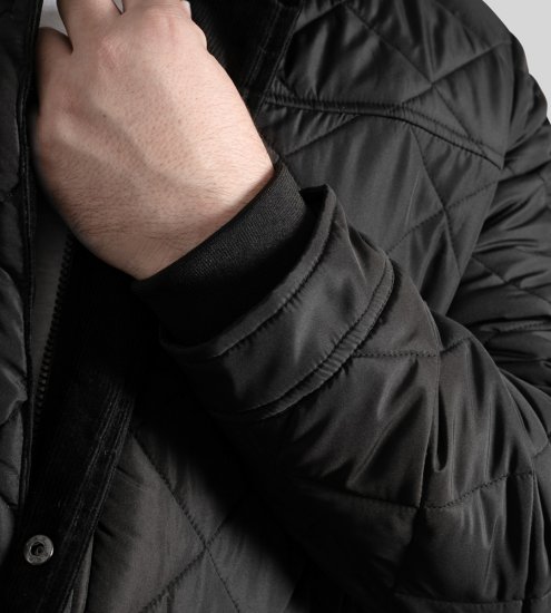 D555 Harborough Quilted Jacket with Corduroy Collar Black - Herren jacken - Herren Jacken in großen Größen