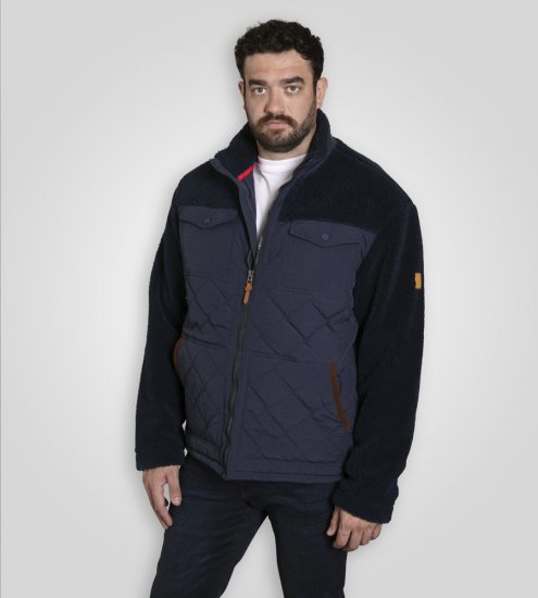 D555 Northampton Hybrid Sherpa Quilted Micro Fleece Jacket Navy - Herren jacken - Herren Jacken in großen Größen