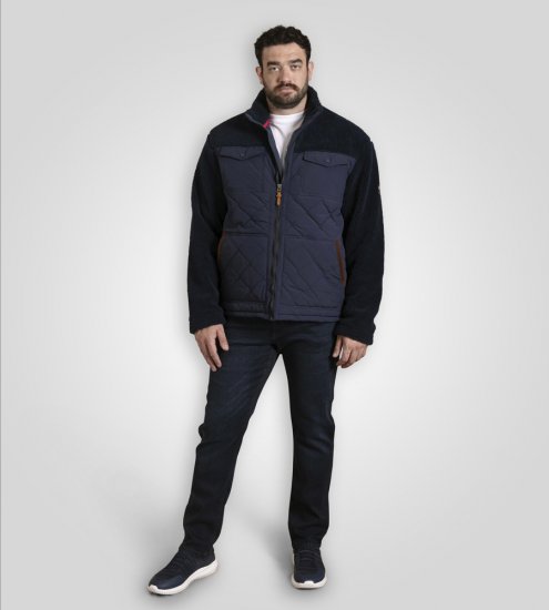 D555 Northampton Hybrid Sherpa Quilted Micro Fleece Jacket Navy - Herren jacken - Herren Jacken in großen Größen