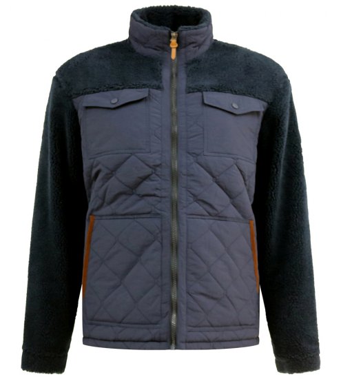 D555 Northampton Hybrid Sherpa Quilted Micro Fleece Jacket Navy - Herren jacken - Herren Jacken in großen Größen