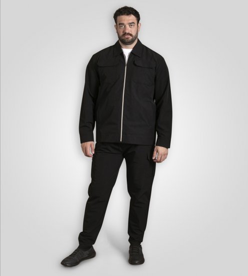 D555 Wimbledon Couture Stretch Jacket with Zipper Black TALL SIZE - Herren jacken - Herren Jacken in großen Größen