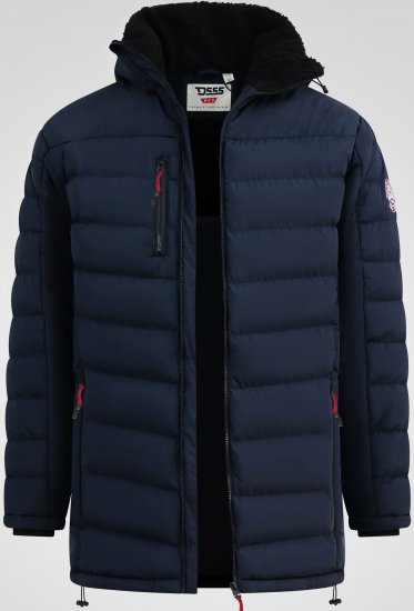 D555 Workington Gepolsterte Jacke mit Kapuze und Sherpafutter Marineblau - Herren jacken - Herren Jacken in großen Größen