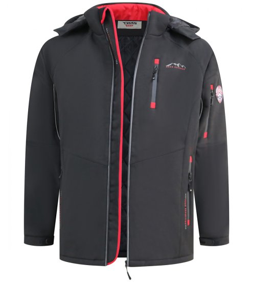 D555 Fretwell Padded Softshell Jacket with Detachable Hood Black - Herren jacken - Herren Jacken in großen Größen